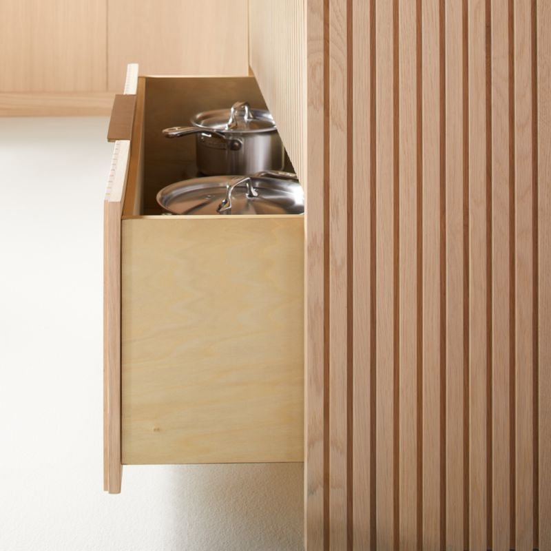 Batten 84" Natural Oak Wood Kitchen Island with Storage - Image 3