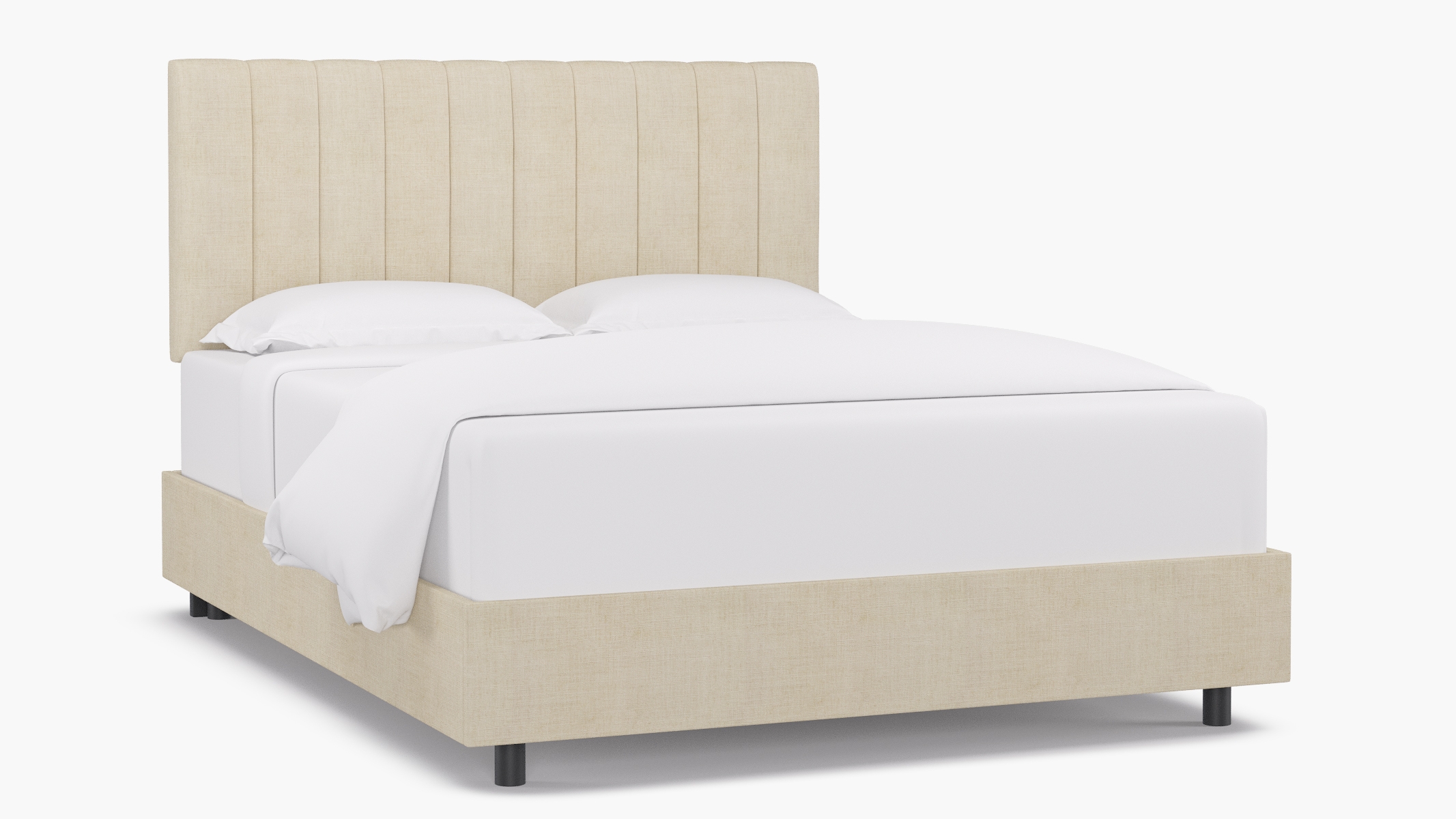 Channel Tufted Bed, Talc Everyday Linen, Queen - Image 1