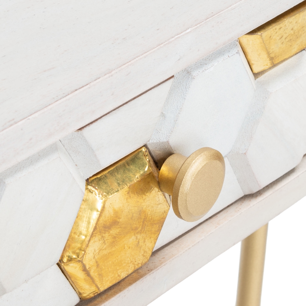 Raveena Desk - White Washed / Brass - Safavieh - Image 3