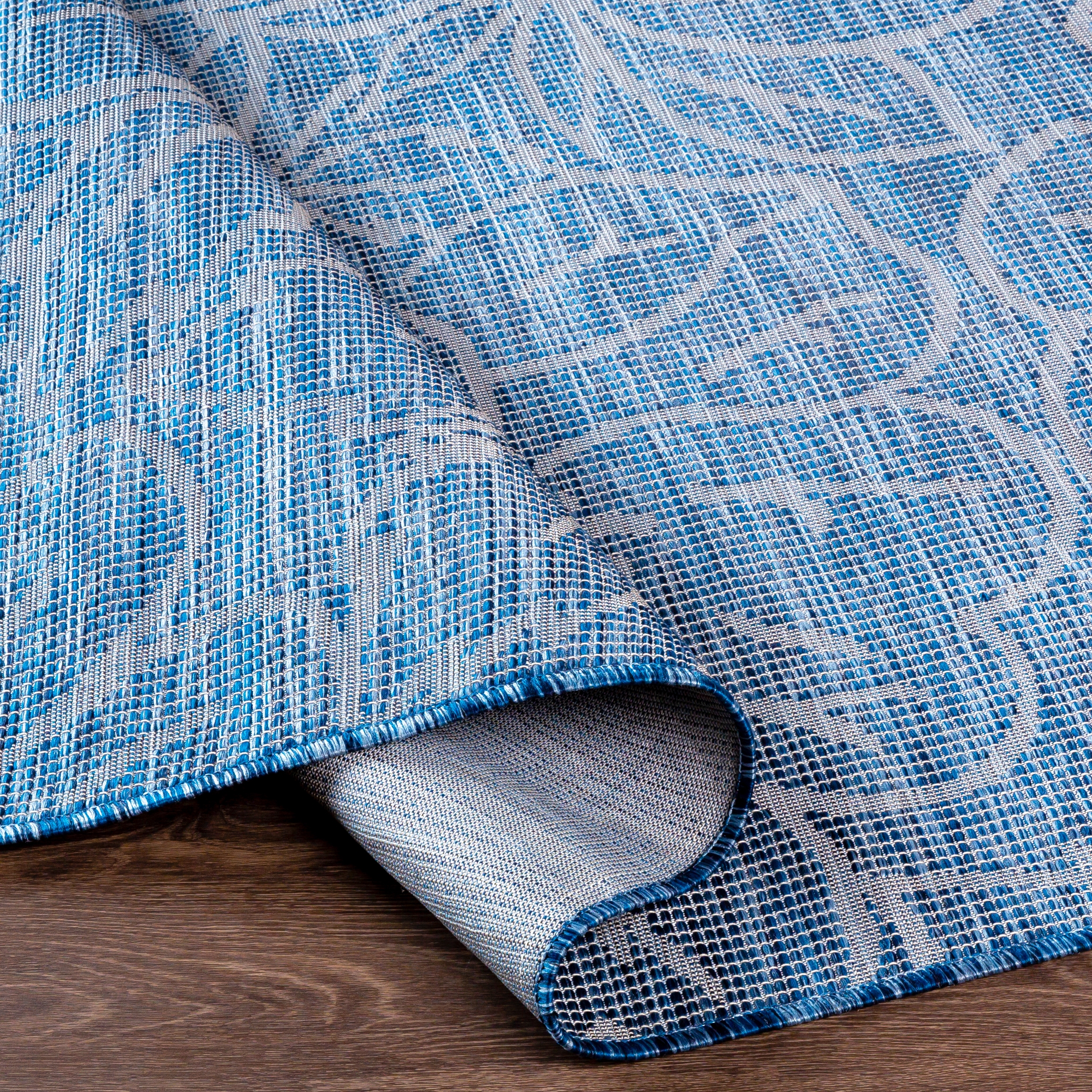 Pasadena Blue Outdoor 2'6" x 7'3" Machine Woven Rug - Image 4