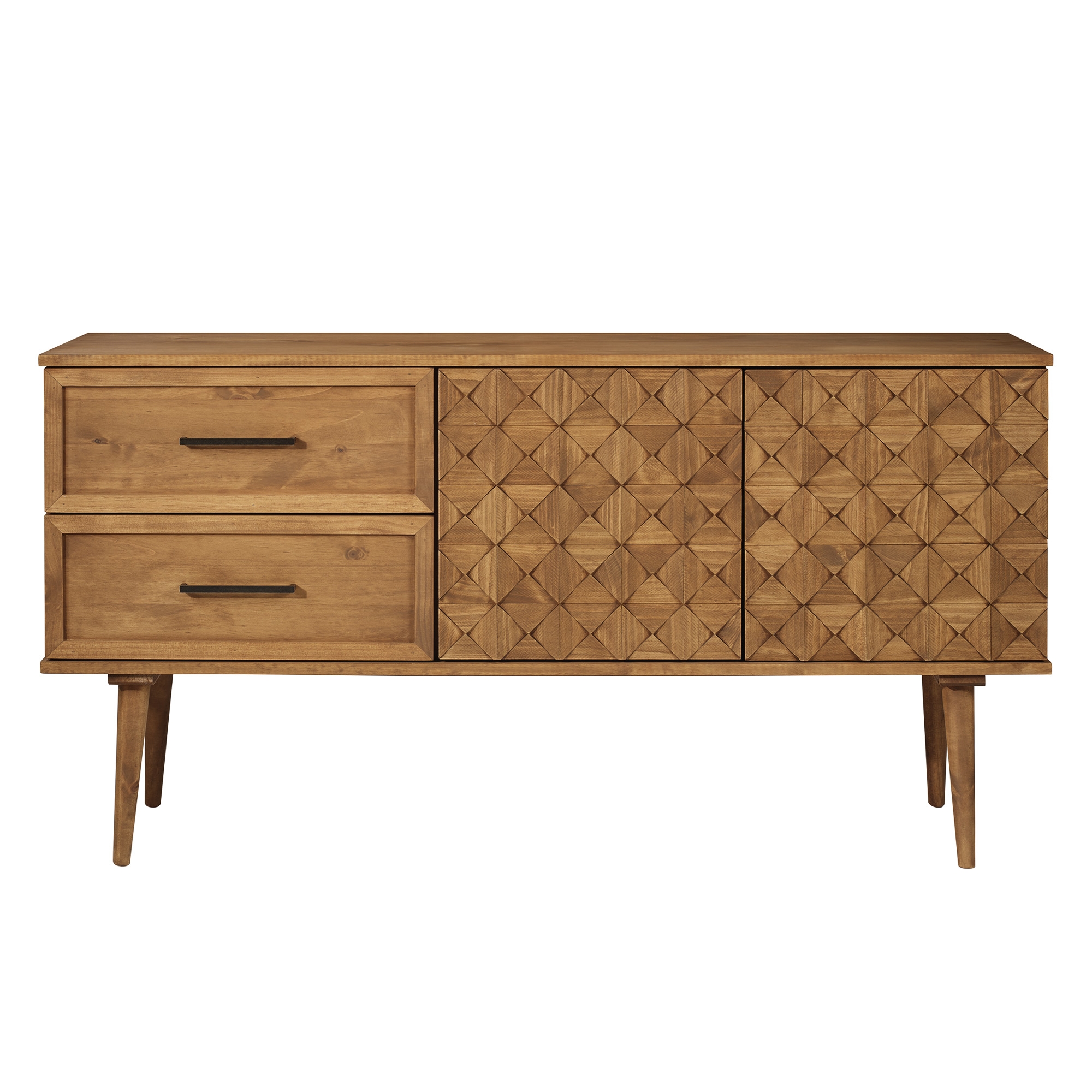 Tessa 58" Solid Wood 2-Drawer Prism Sideboard - Caramel - Image 1