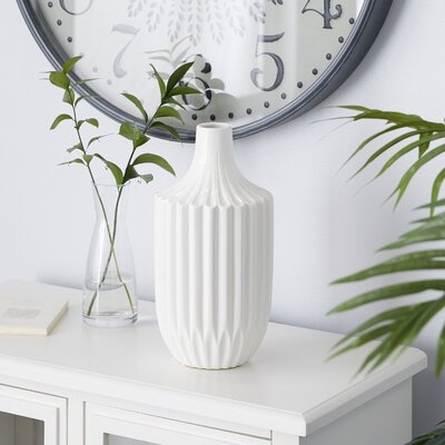 2 Piece Magdalen White 13" Indoor / Outdoor Use Ceramic Table Vase Set - Image 0