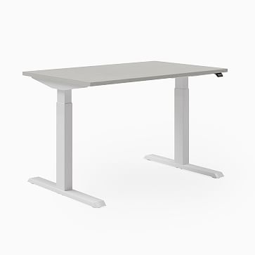 Steelcase Migration SE Height-Adjustable Desk, 29"x58", Blackwood, Arctic White, Mitered Edge Foot - Image 4
