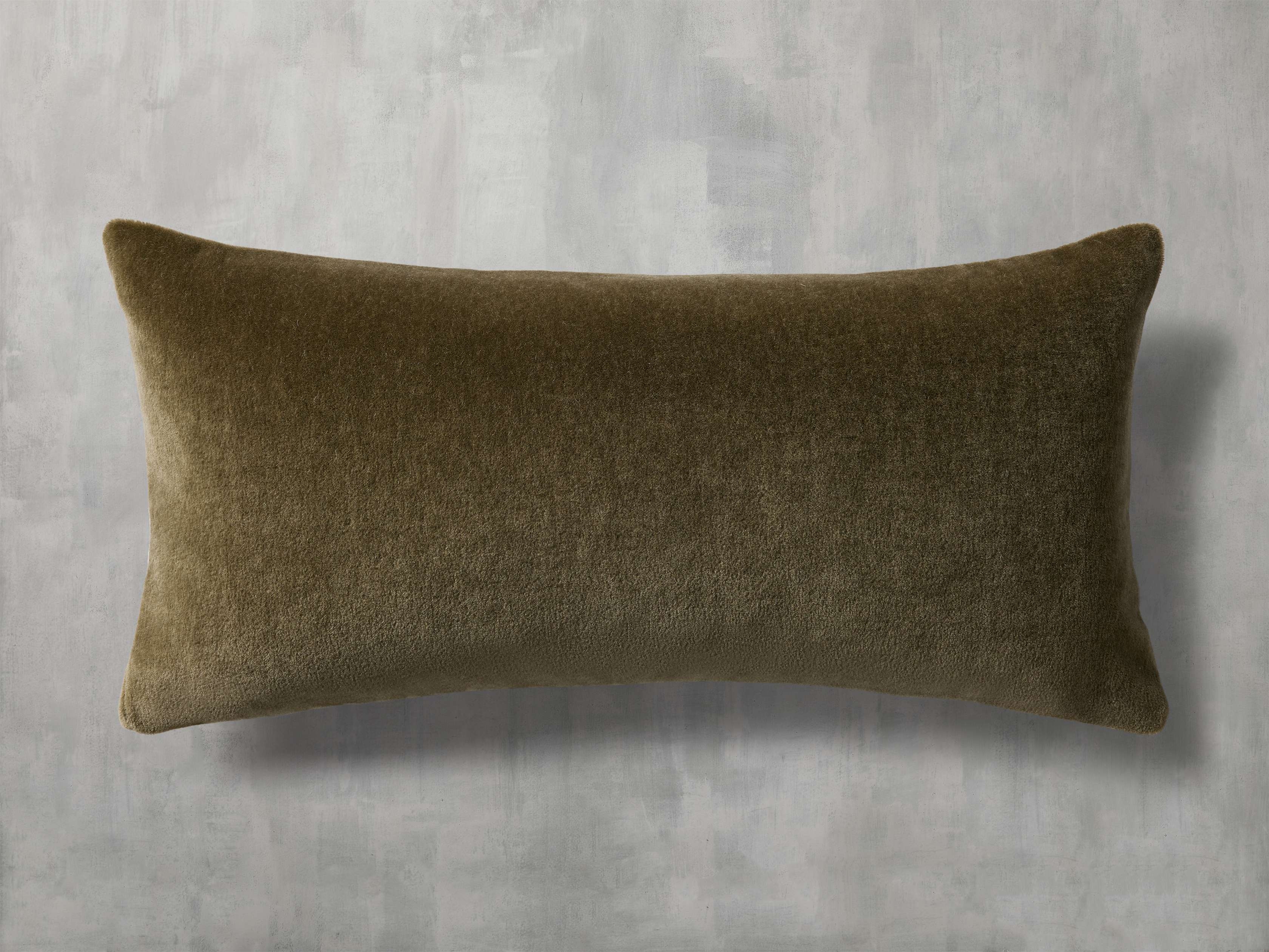 Mohair Lumbar Pillow in Green  Olive - Image 0