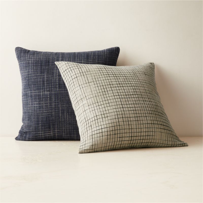 Tal Navy Blue Linen Throw Pillow Cover 23"x23" - Image 2