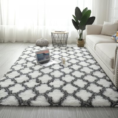 59.05"X94.48" Fluffy Bedroom Rugs Shaggy Geometric Design Area Rug Home Decor Floor Carpet - Image 0
