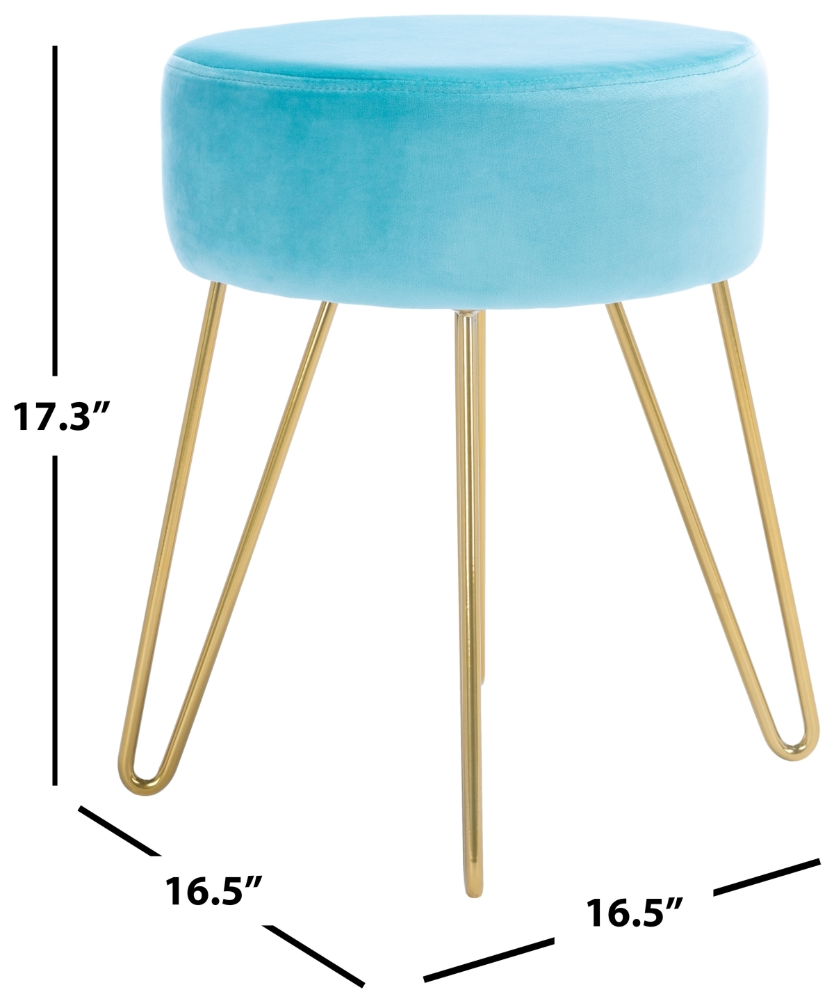 Abrea Round Ottoman - Aqua / Gold - Safavieh - Image 6