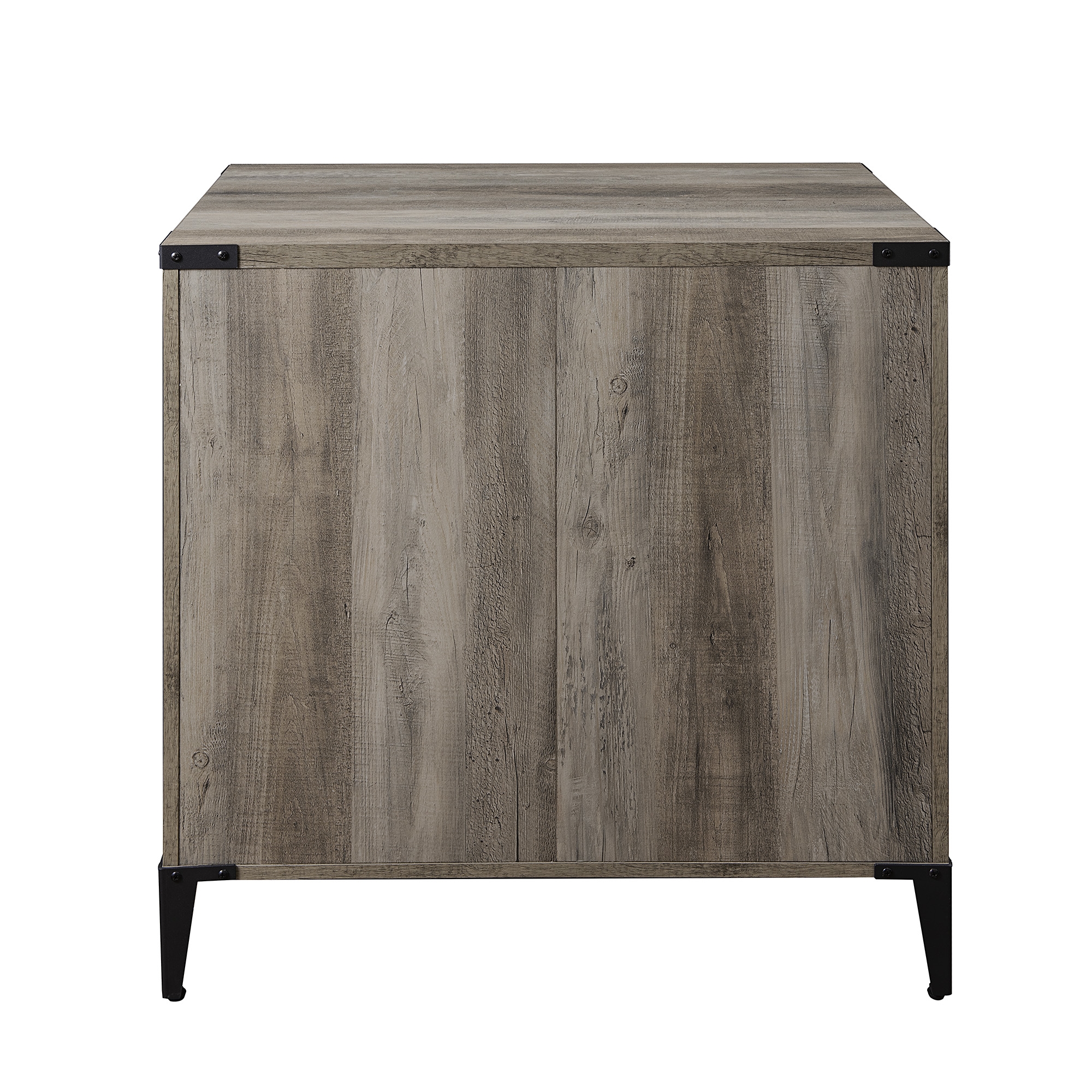 Modern Farmhouse Angle Iron 2-Drawer Filing Cabinet – Grey Wash  - Image 3