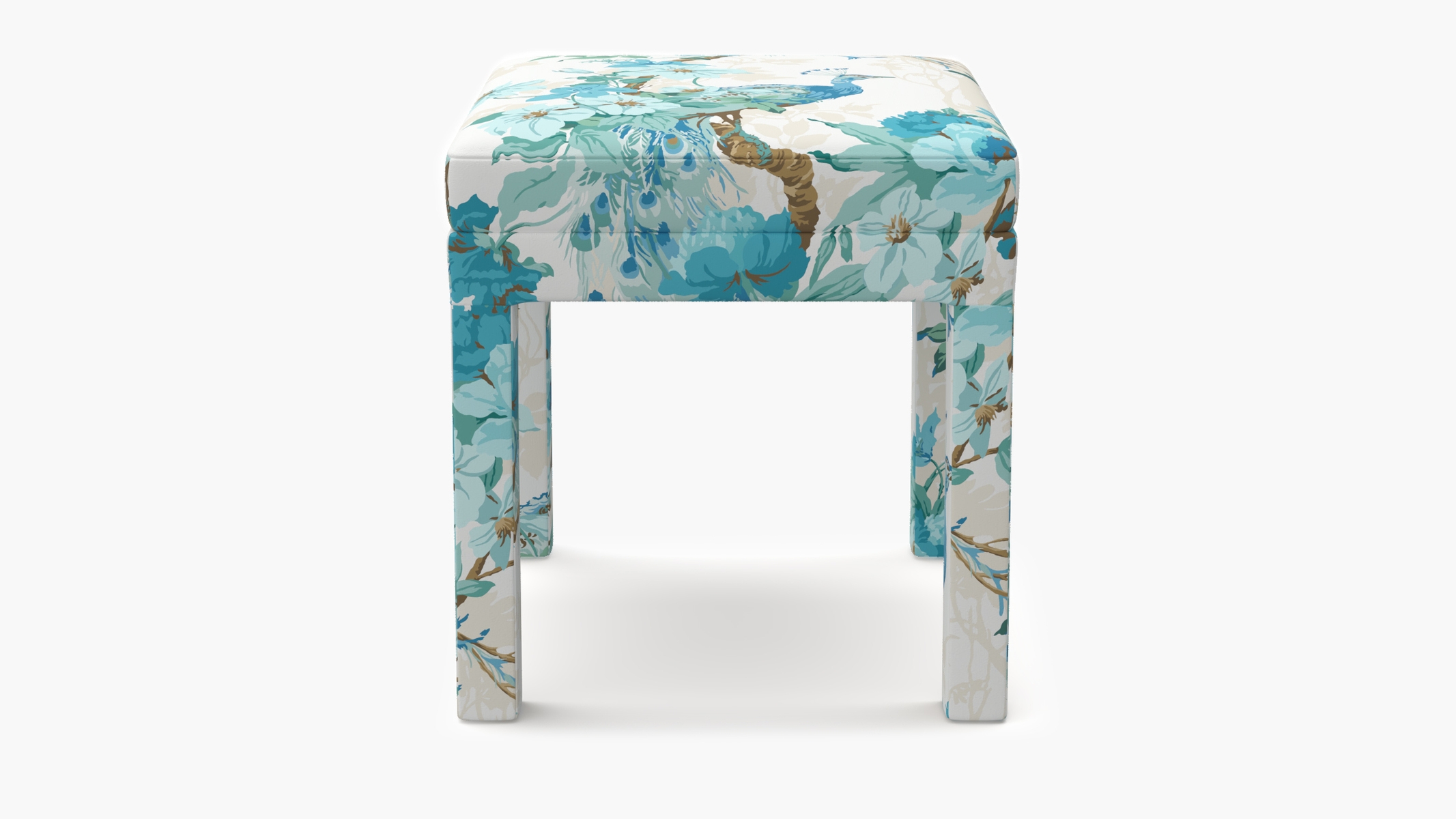 Parsons Ottoman, Turquoise Peacock Park - Image 0