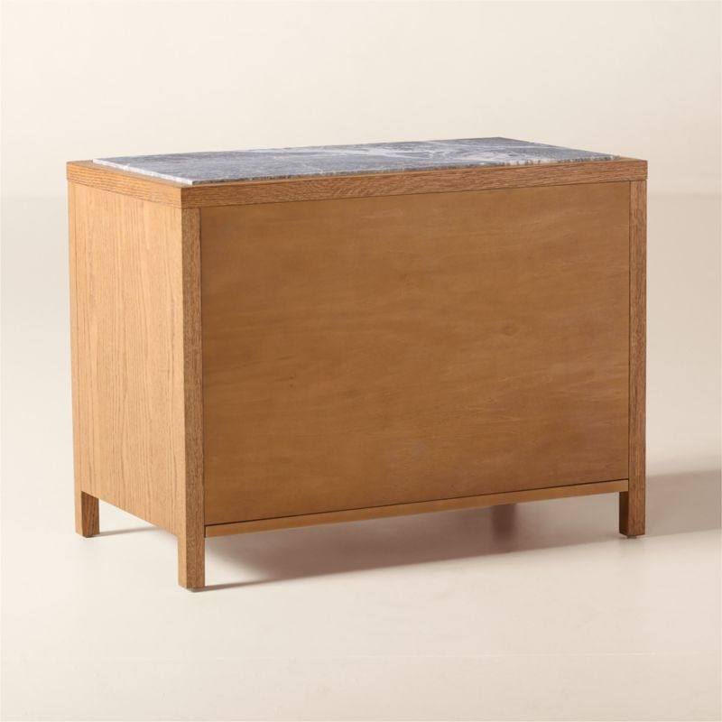 Welton 32" 2-Drawer Oak Nightstand with Grey Marble Top - Image 3