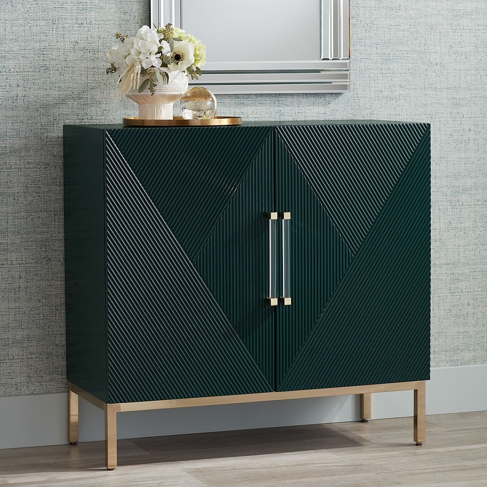 55 Downing Street Saga 36" Wide Green and Gold 2-Door Accent Chest - Image 0