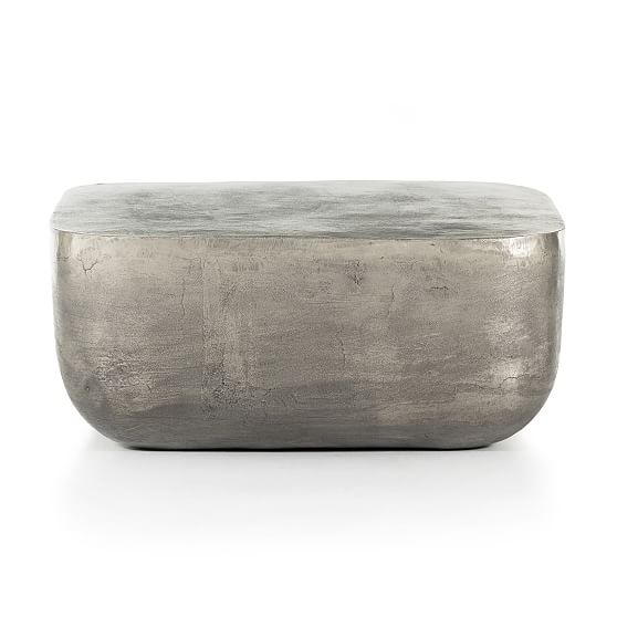 Aluminum Drum Square Coffee Table- Aluminum - Image 0