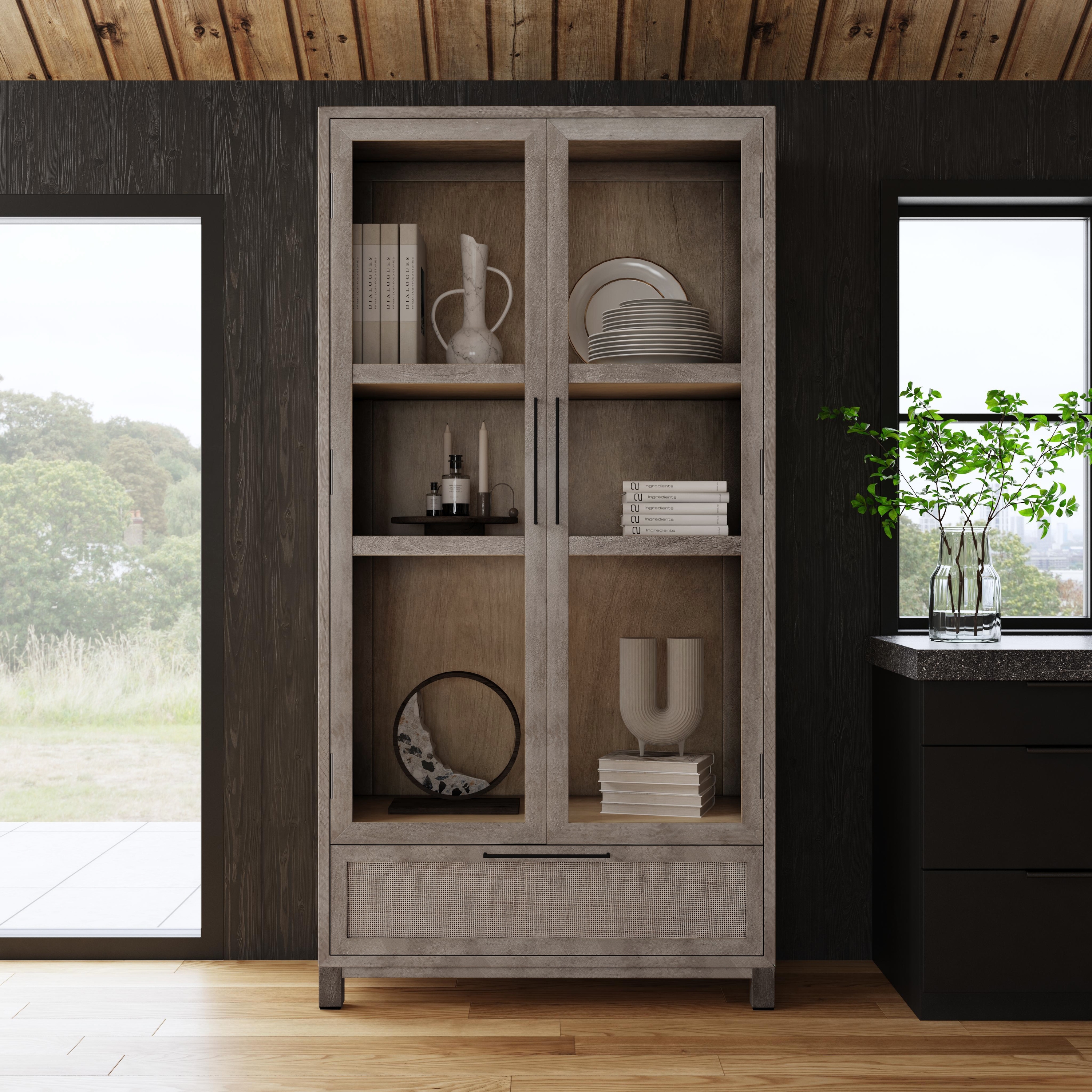 Jensen 2Dr 1Dwr Tall Cabinet Taupe - Image 10