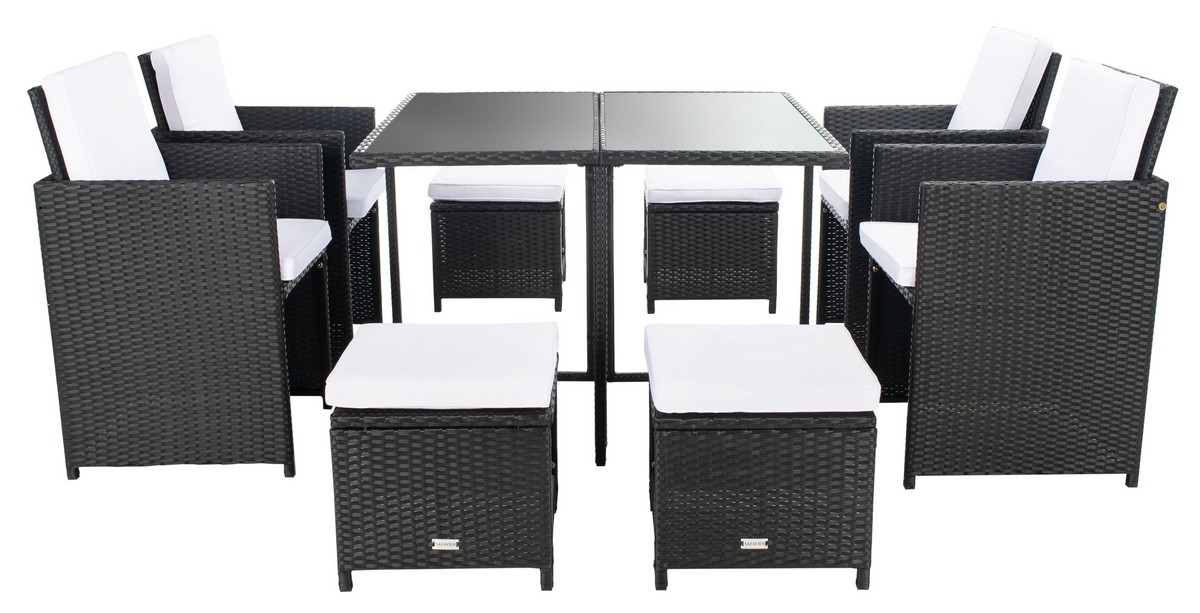 Enerson Outdoor Dining Set - Black/White - Safavieh - Image 0