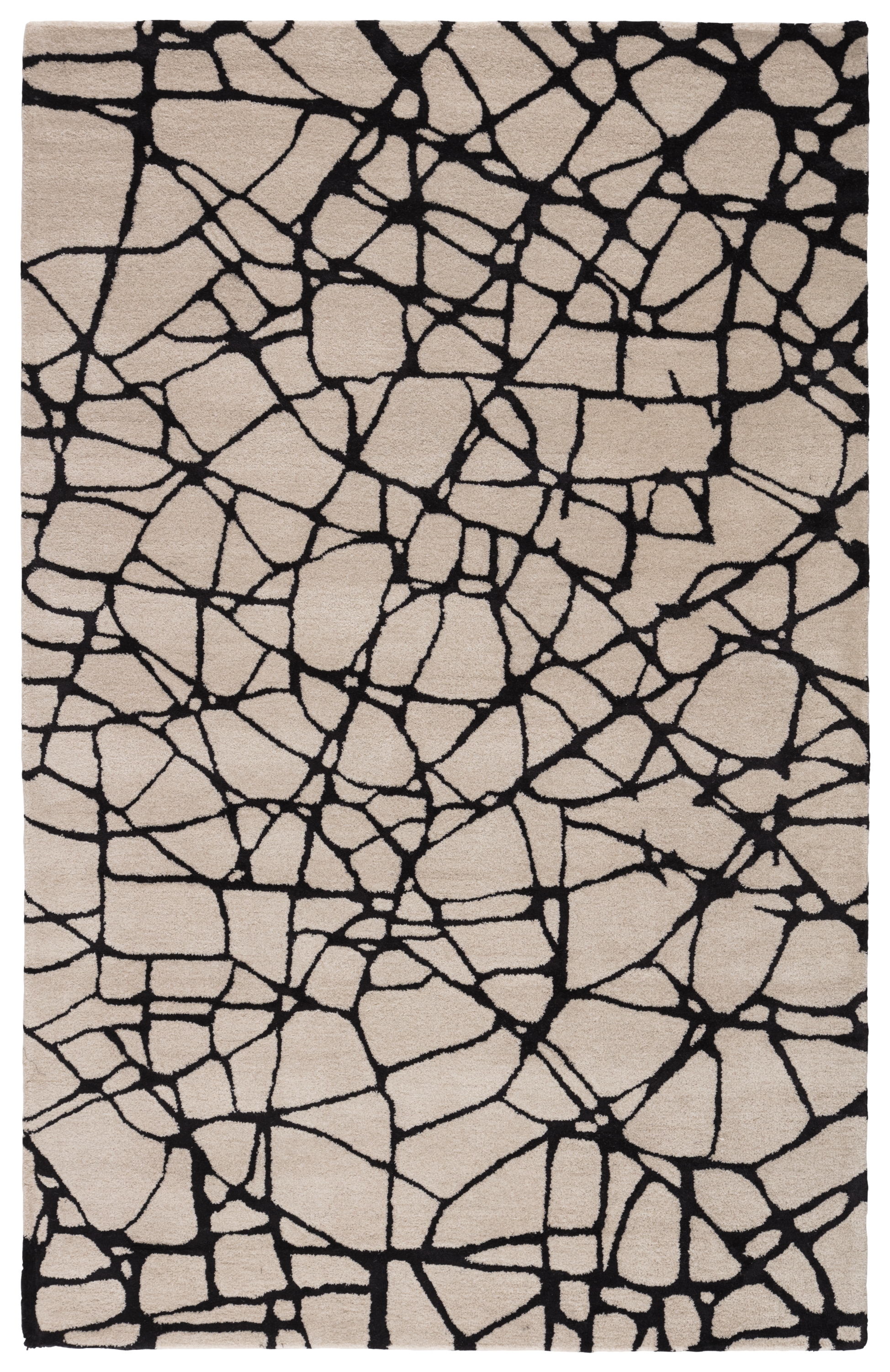 Nikki Chu by Chandler Handmade Abstract Cream/ Black Area Rug (8' X 10') - Image 0