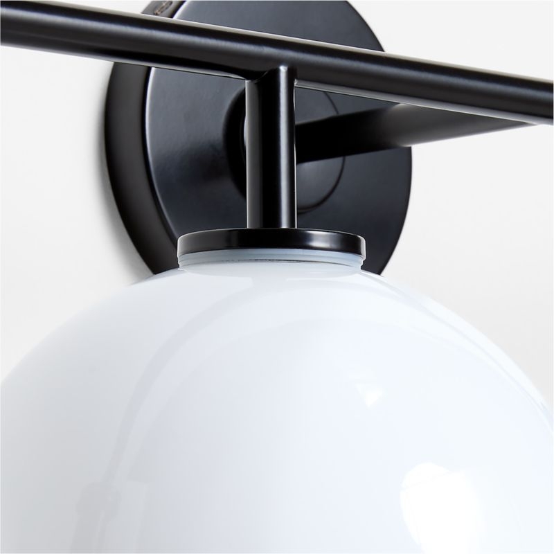 Arren Black 4-Light Wall Sconce Light with Milk Glass Round Shade - Image 4