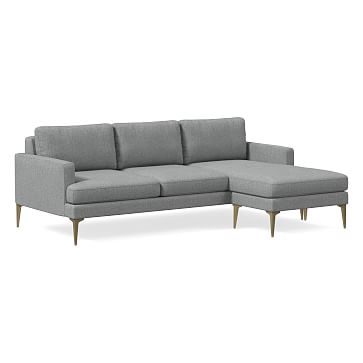 Andes Flip Sectional, Poly, Performance Coastal Linen, Anchor Gray, Blackened Brass - Image 0