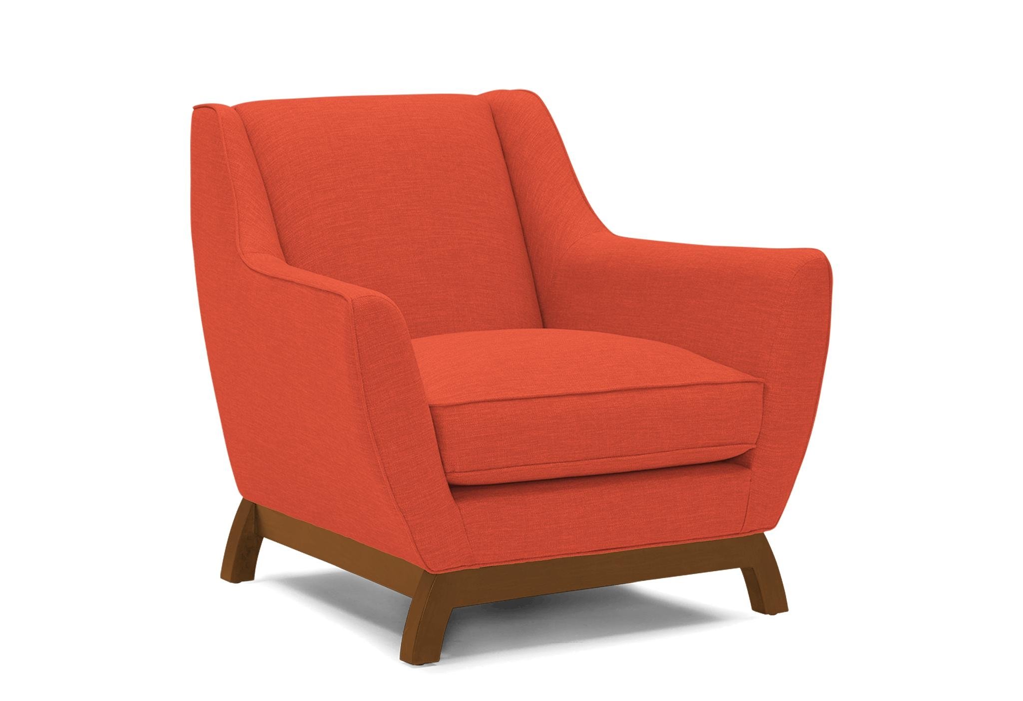 Orange Owen Mid Century Modern Chair - Key Largo Coral - Mocha - Image 1