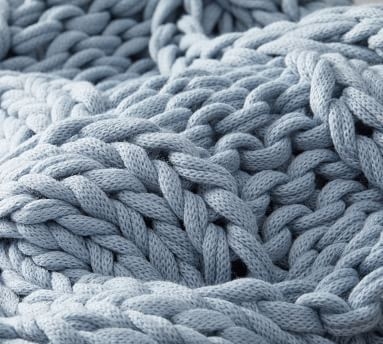 Colossal Handknit Throw, 44 x 56", Chambray - Image 4
