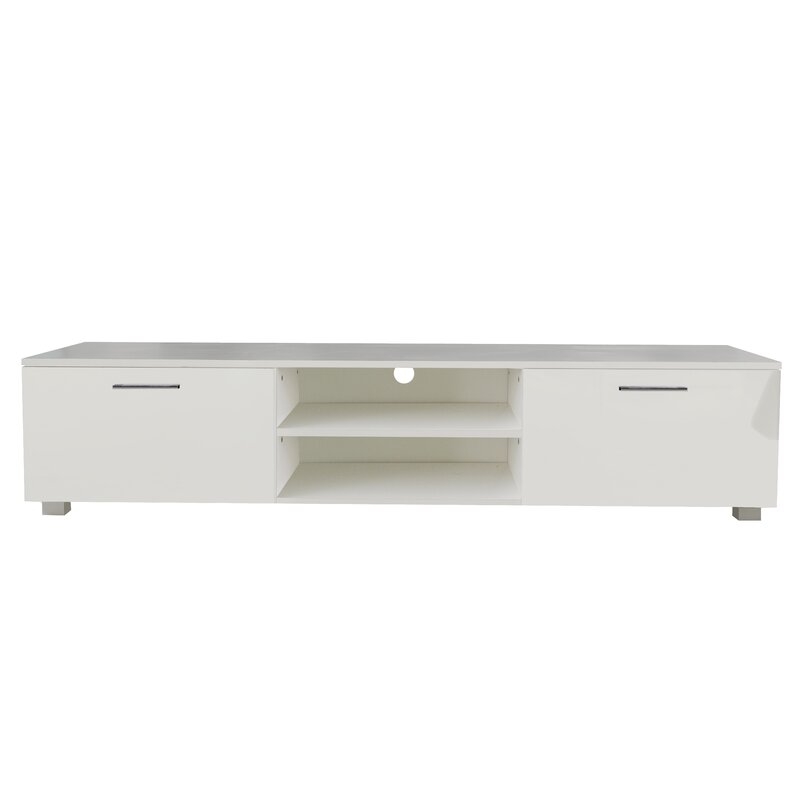 TV Stand with 2 Storage Cabinets, White - Image 0