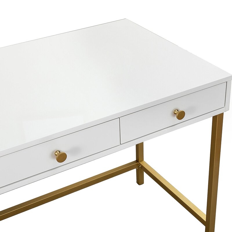 Falgout Desk, Gold & White - Image 5