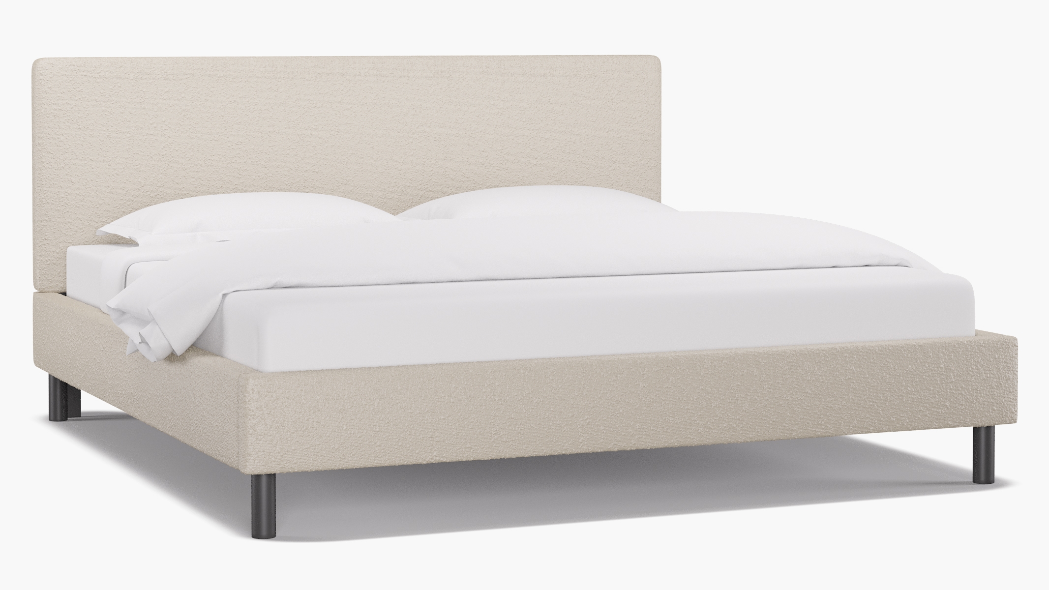 Tailored Platform Bed, Snow Bouclé, King - Image 0