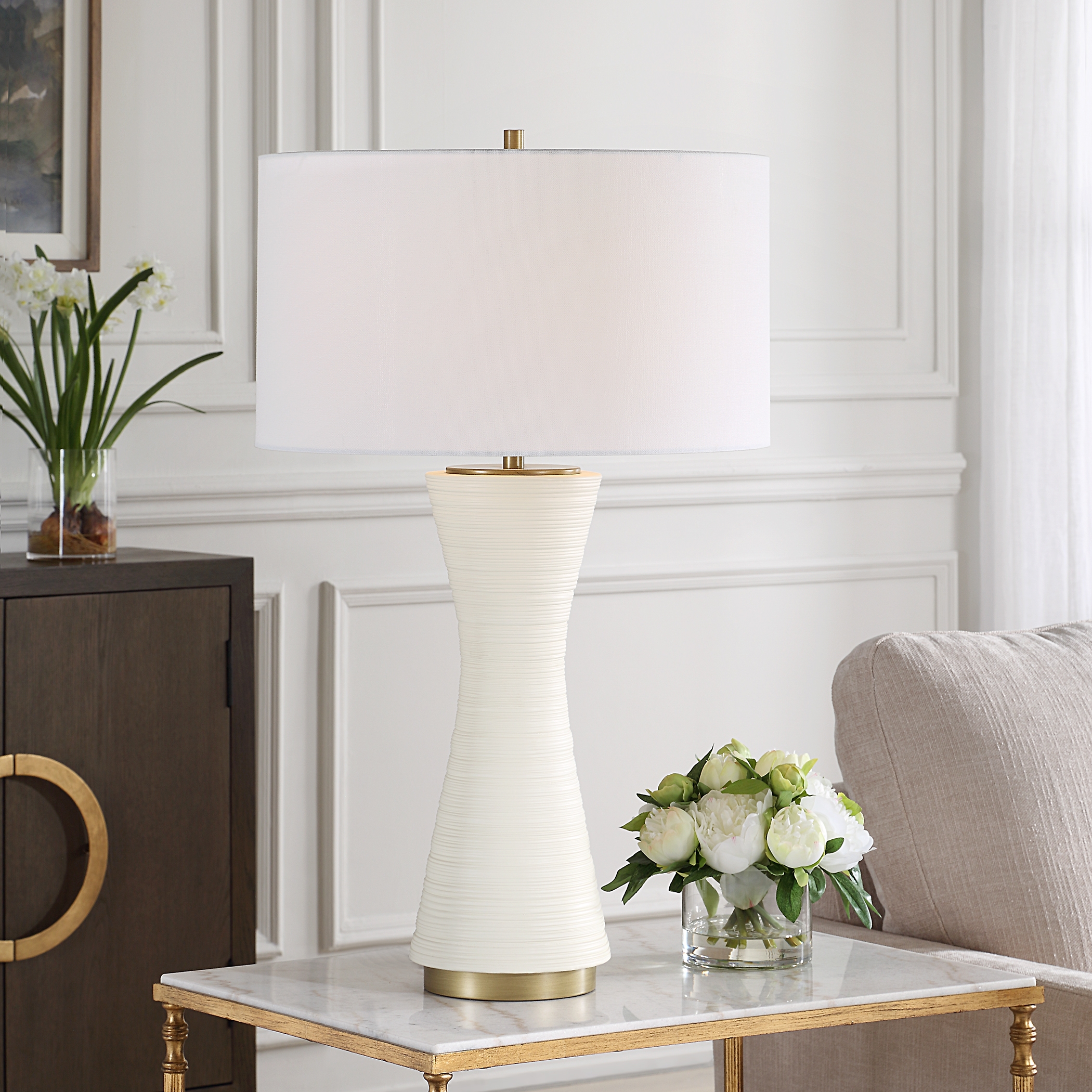 Ridgeline Matte White Table Lamp - Image 1