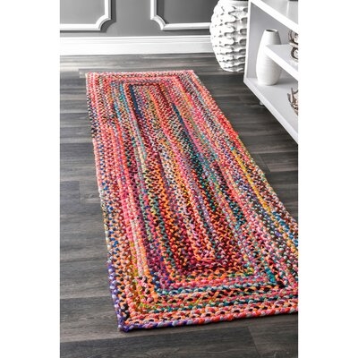 Geometric Braided Cotton Red Area Rug - Image 0