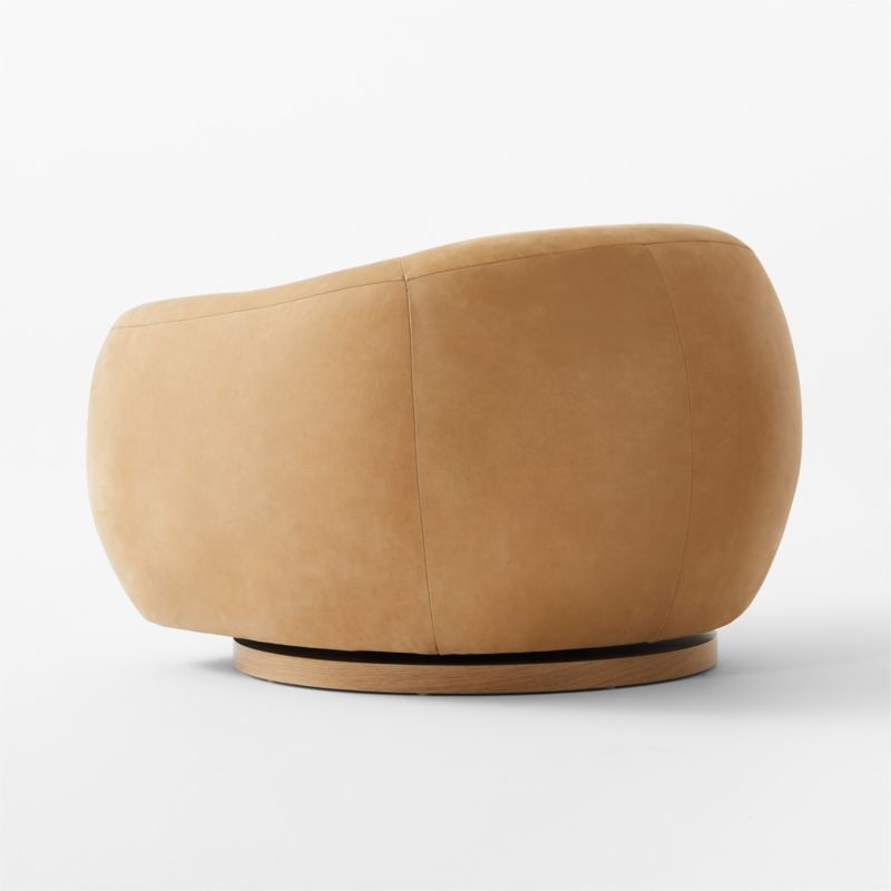 Laszlo Caramel Brown Leather Swivel Chair - Image 4