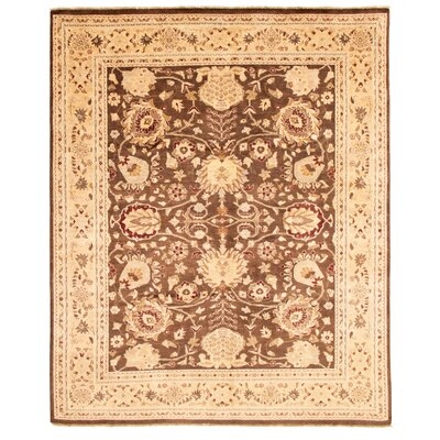 One-of-a-Kind Hand-Knotted New Age Ushak Dark Brown/Beige 9' x 11'2" Wool Area Rug - Image 0