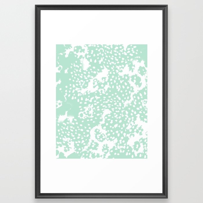 Dot Pattern Mint Abstract Minimal Painting Dorm College Office Gifts Decor Framed Art Print by Charlottewinter - Scoop Black - Large 24" x 36"-26x38 - Image 0
