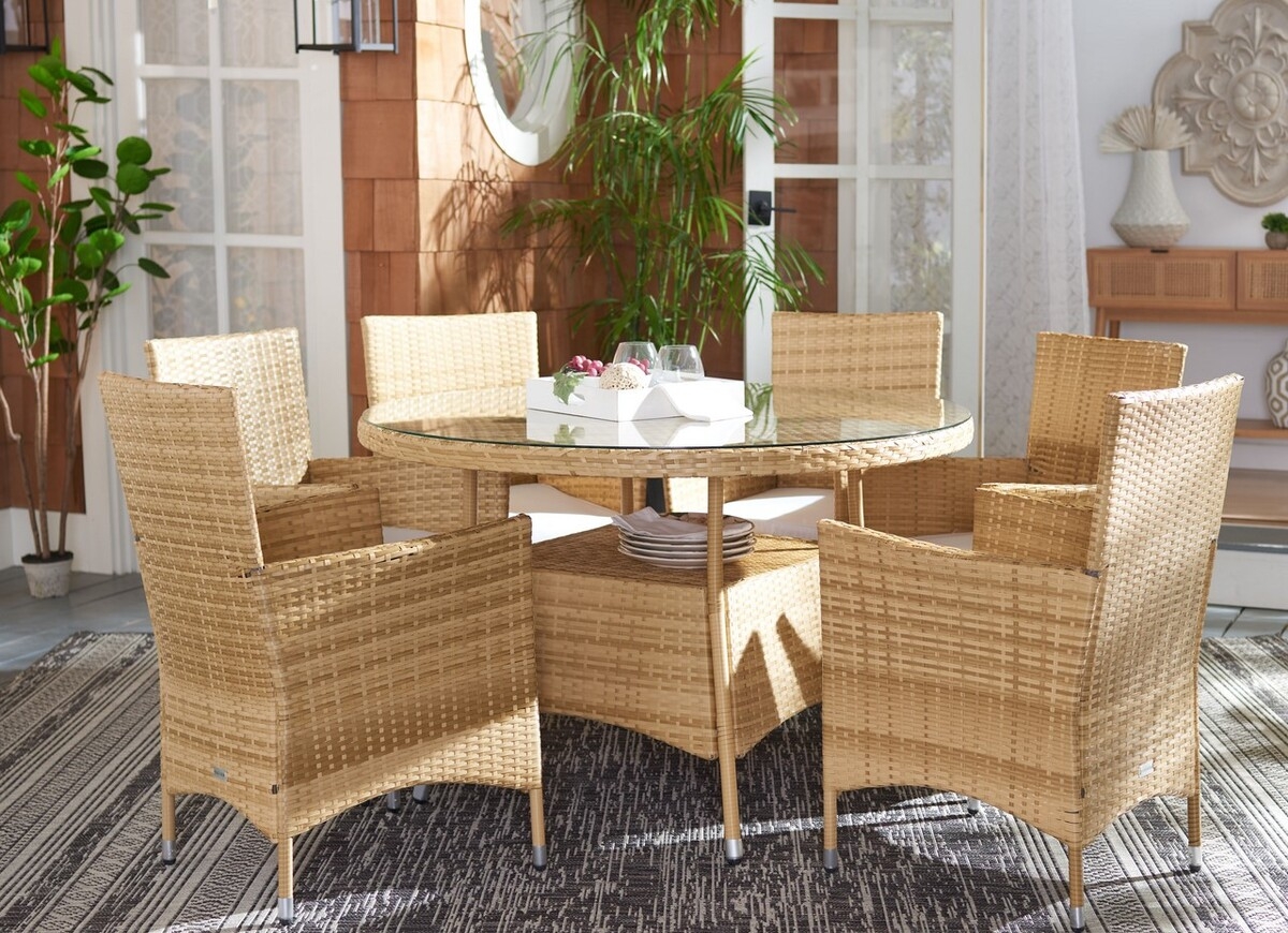 Challe Dining Set - Natural/White - Safavieh - Image 1