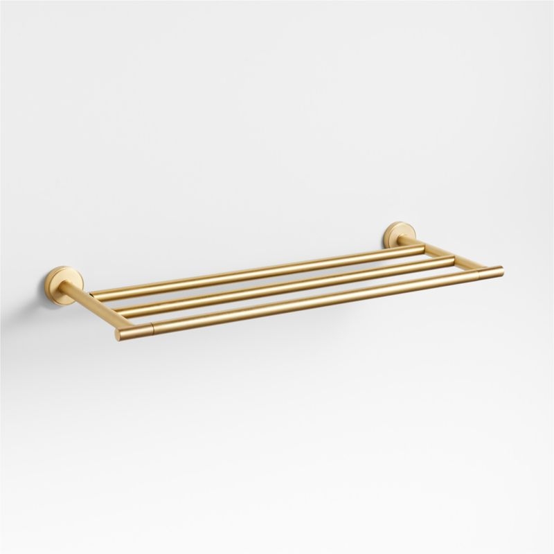 Modern Flat-End Brushed Brass Wall-Mounted Bathroom Towel Rack - Image 1