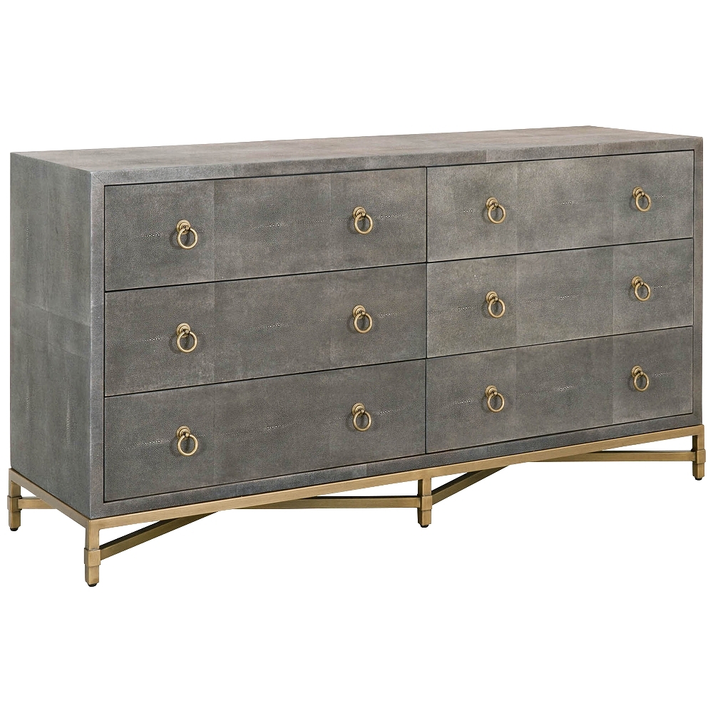 Strand 68" Wide Gray Faux Shagreen 6-Drawer Double Dresser - Style # 86J32 - Image 0