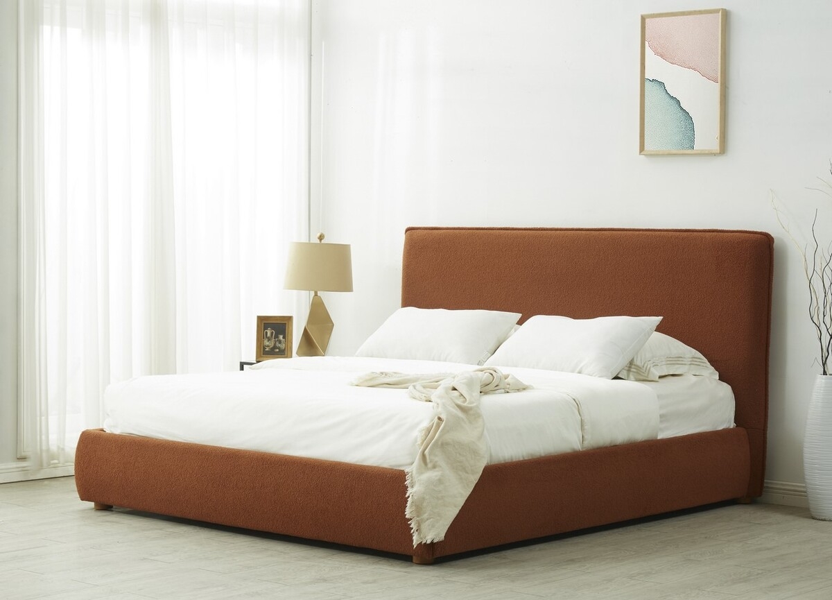 Callahan Boucle Bed - Rust / Walnut - Image 1