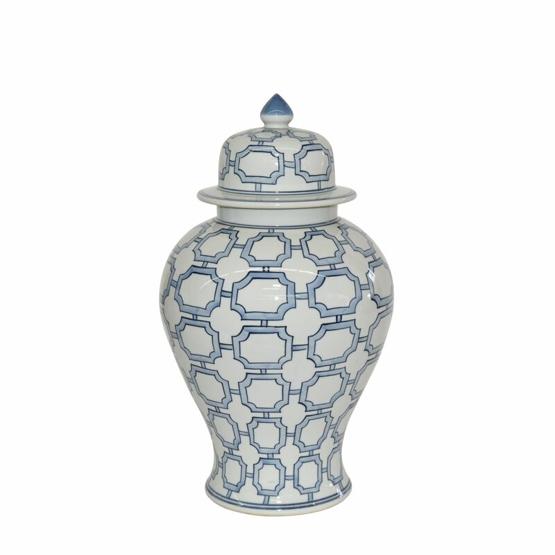 Legend of Asia Blue/White 18"" Indoor / Outdoor Porcelain Ginger Jar - Image 0