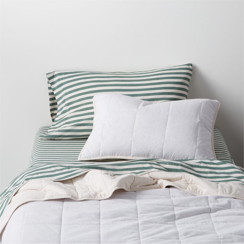 Comfy Tee Light Grey & Beige Cotton Jersey Kids Pillow Sham - Image 3