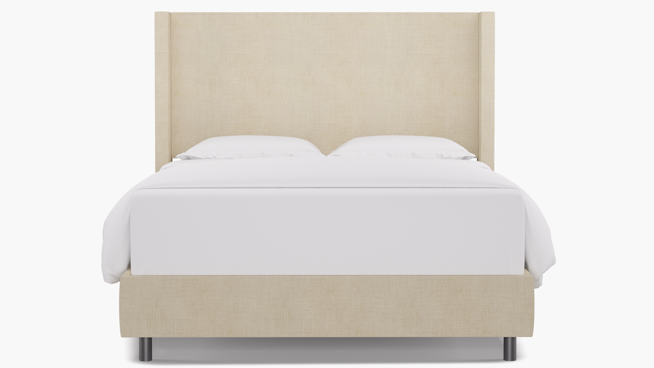 Modern Wingback Bed, Talc Everyday Linen, Queen - Image 1