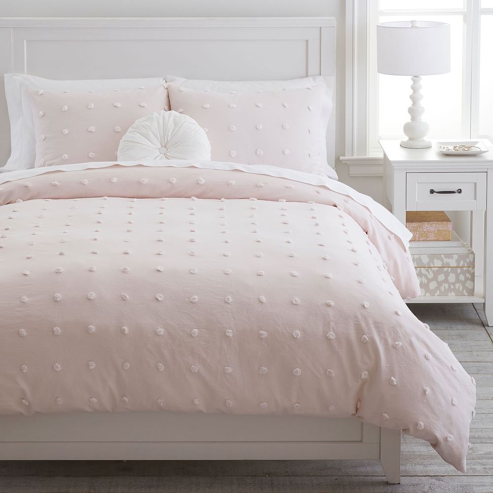 Tufted Dot Duvet Cover, Full/Queen, Powdered Blush - Image 0