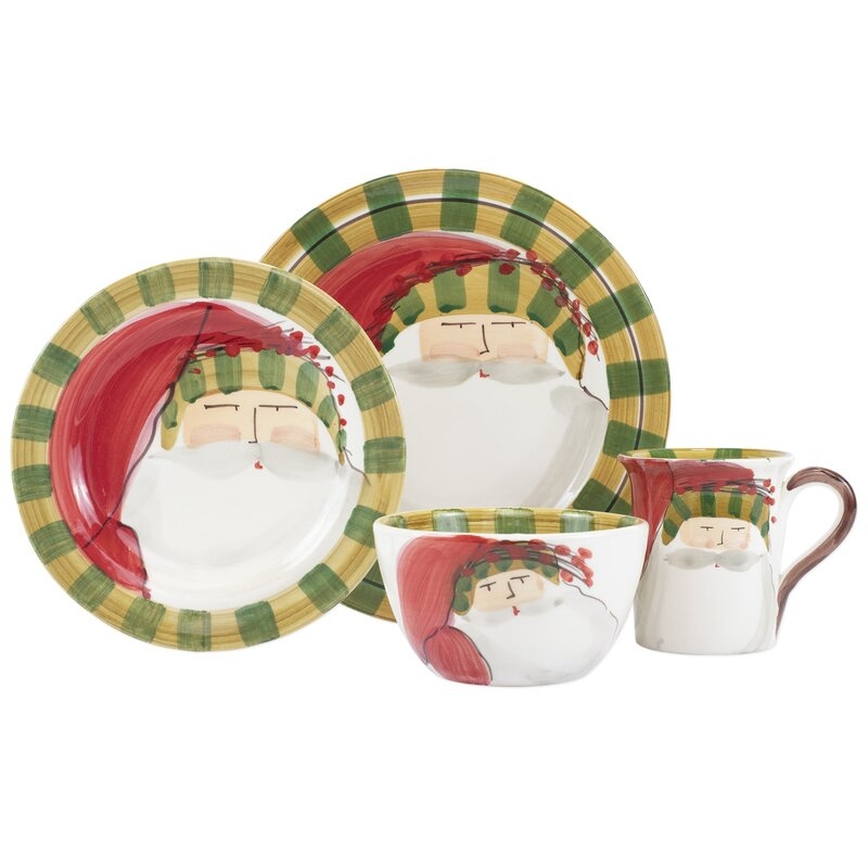 VIETRI Old St. Nick Striped Hat Four-Piece Place Setting - Image 0
