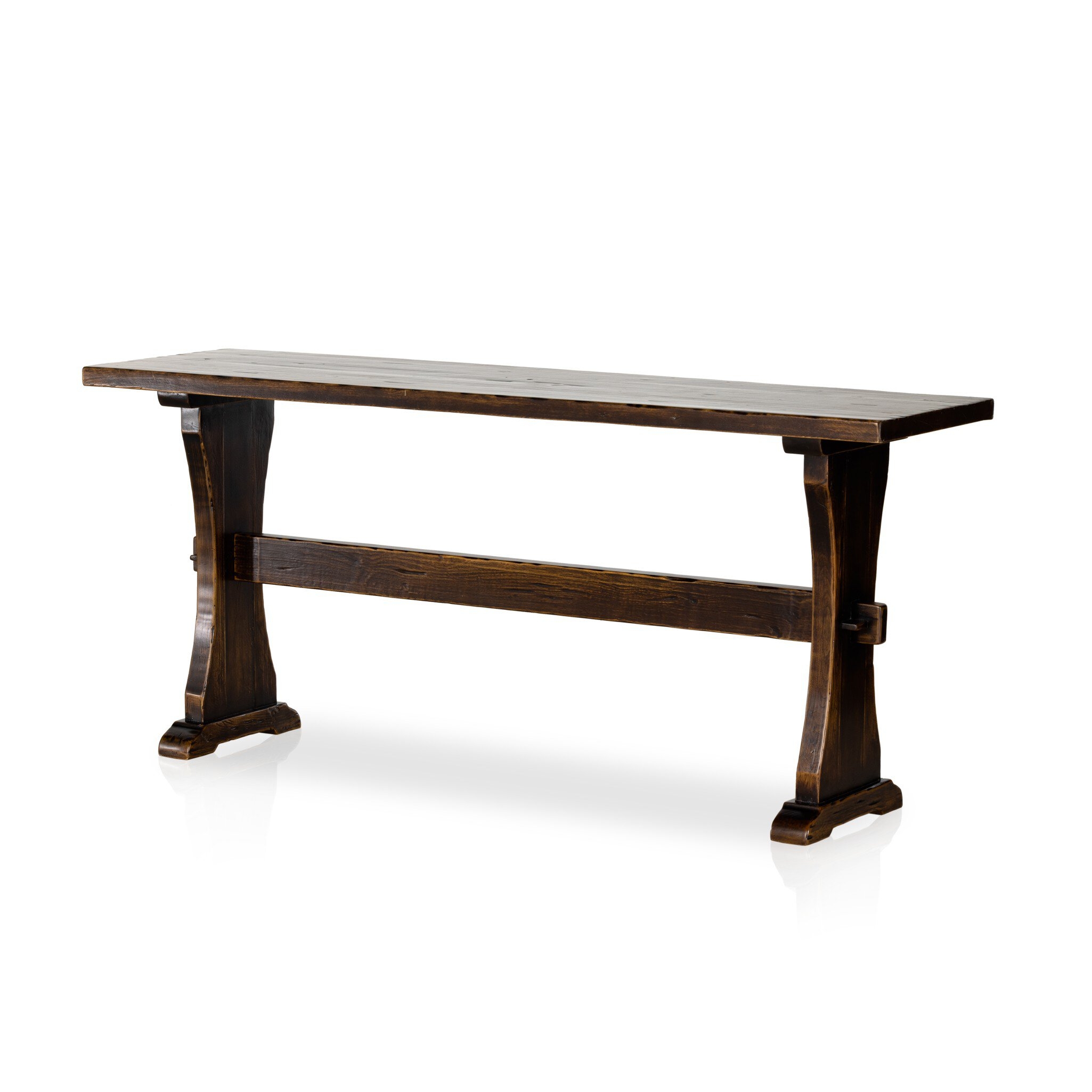 Trestle Console Table - Distressed Walnut - Image 1