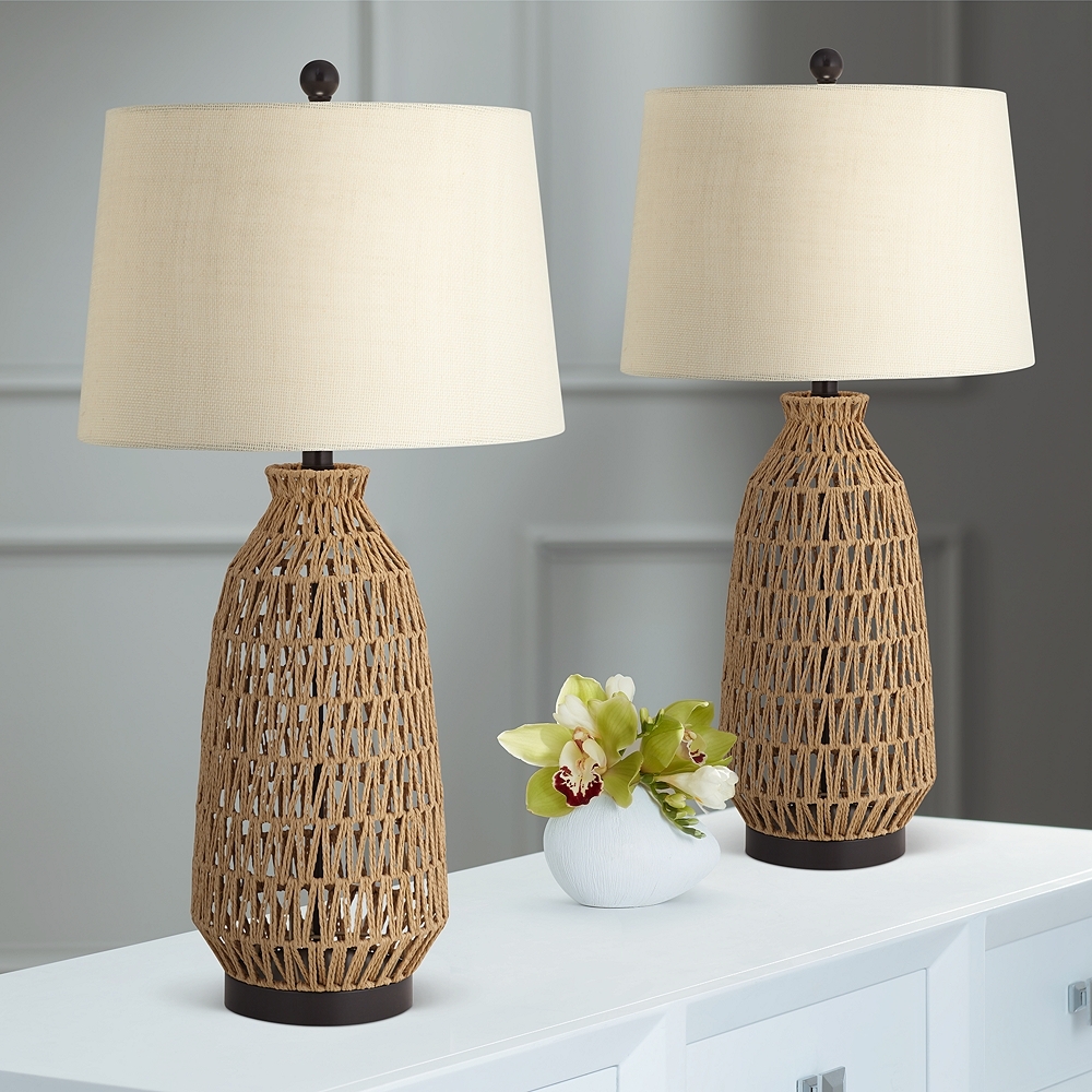 360 Lighting San Carlos 29" Rattan Wicker Table Lamps Set of 2 - Image 0