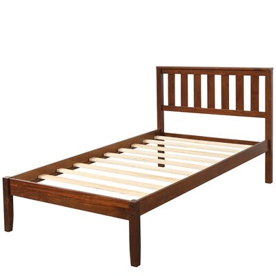 12 Wood Platform Bed With/No Box Spring Nedded Twin (Esprosso.)" - Image 0