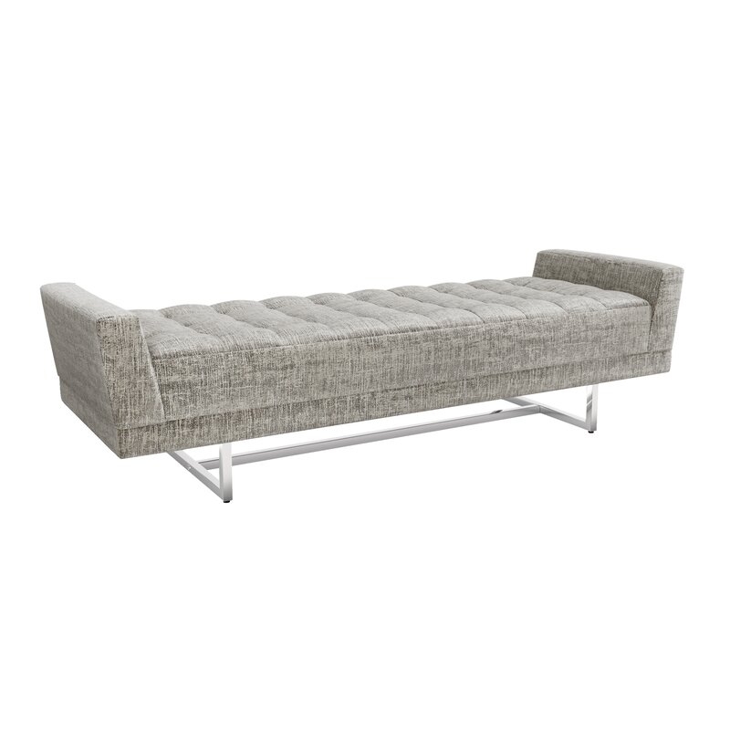 Interlude Luca King Upholstered Bench Color: Feather - Image 0