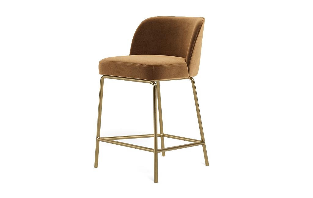 Graham Metal Framed Upholstered Counter Stool with Contrast Piping - Image 2