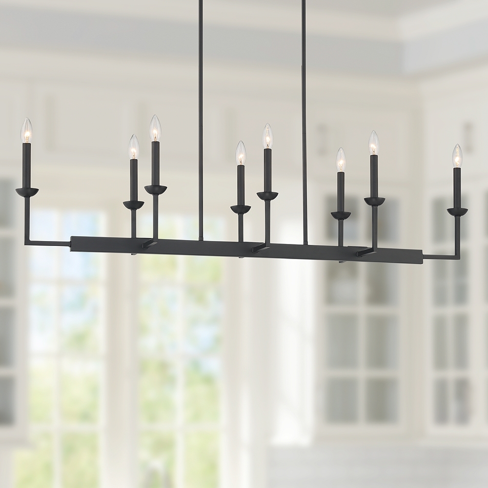 Possini Euro Kime 50" Wide Black 8-Light Trestle Island Chandelier - Image 0