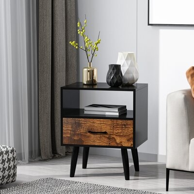 Laxton 1 - Drawer Nightstand in Black/Brown - Image 0