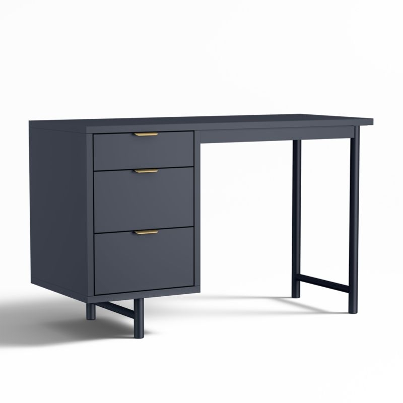 Classic Deep Navy Blue Wood 3- Drawer Kids Desk - Image 1
