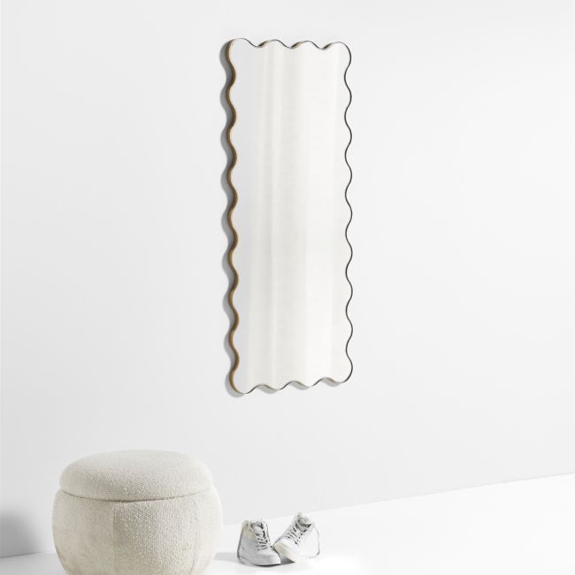 Waveland Brass Metal Full-Length Scalloped Wavy Wall Mirror - Image 1
