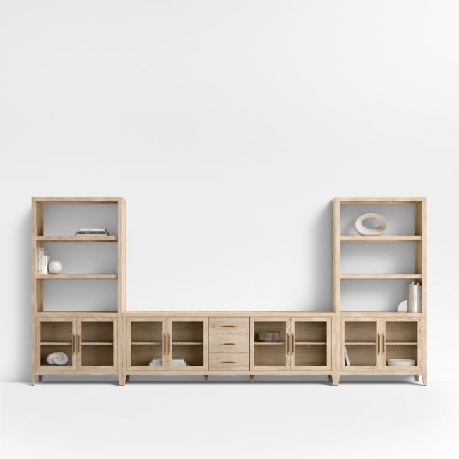 Clairemont 164" Natural Wood Storage Media Console Set - Image 0